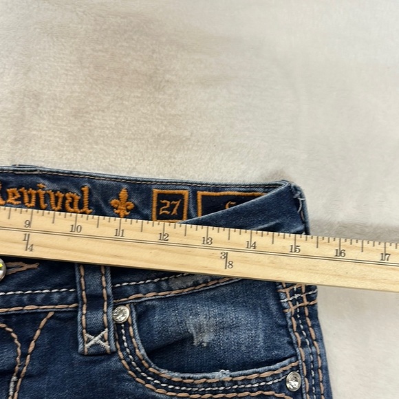 Rock Revival Blue Ankle Cropped Jeans with Intricate Stitching - Picture 7 of 15